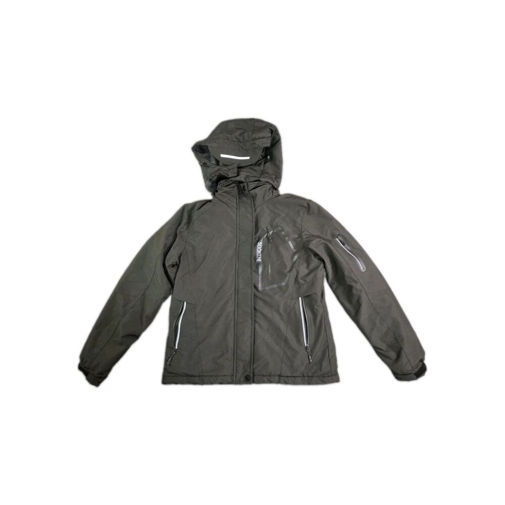 SUOKENI Jacket Womens Size S Black Hooded Insulated Lined Waterproof Fleece C39